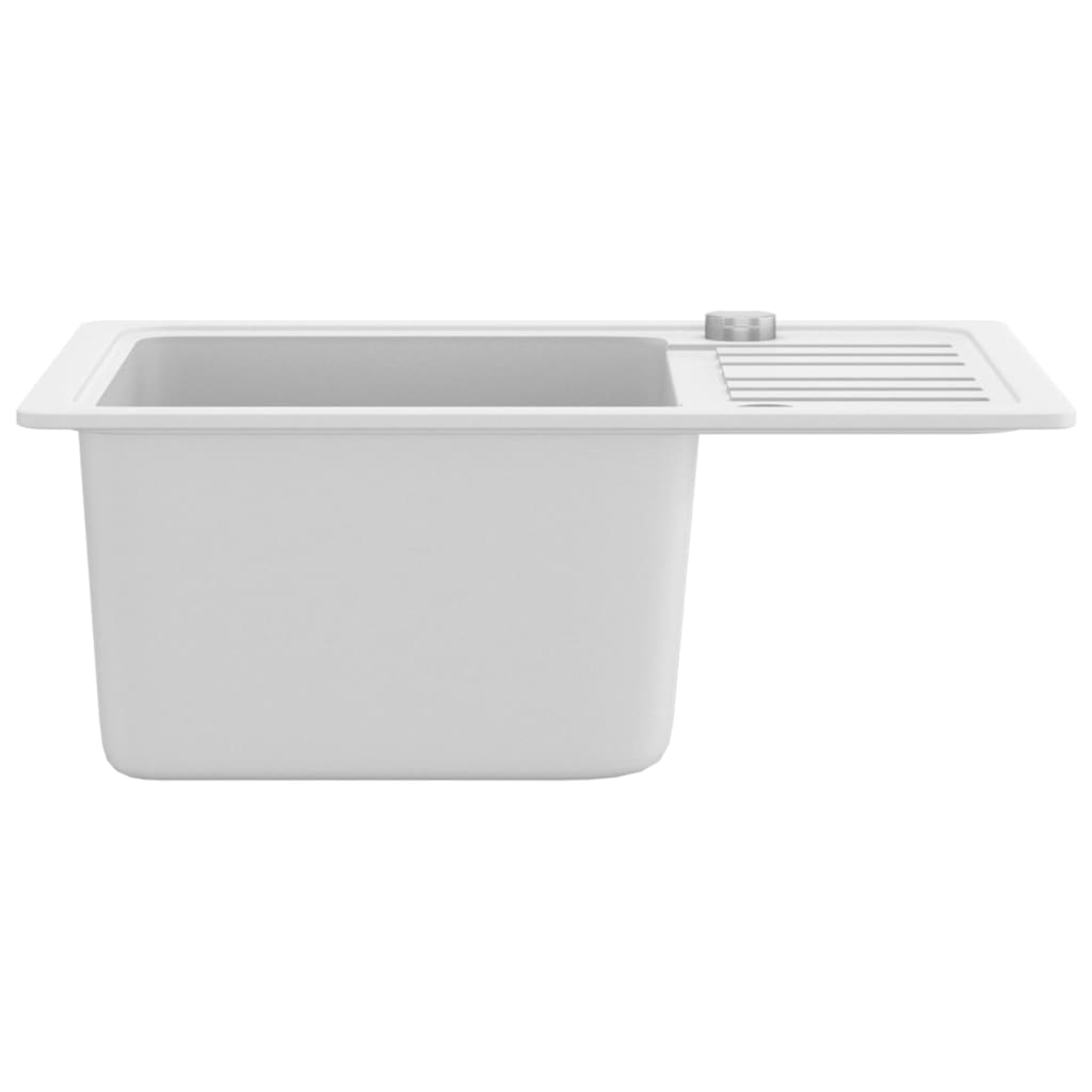 vidaXL Гранитна кухненска мивка с едно корито, бяла