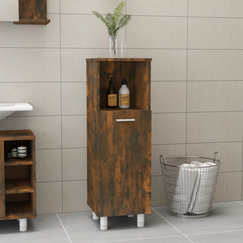vidaXL Шкаф за баня, опушен дъб, 30x30x95 см, инженерно дърво