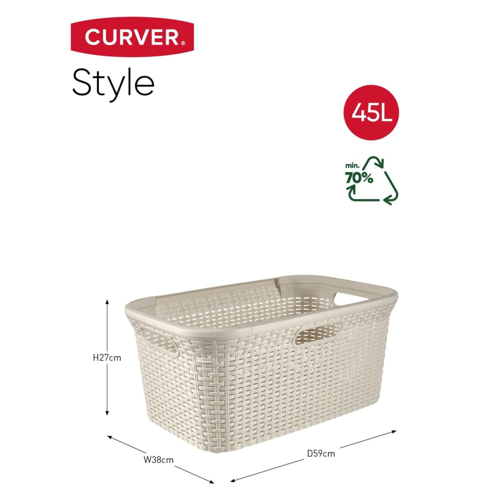 Curver Кош за пране "Style", 45 л, винтидж бял