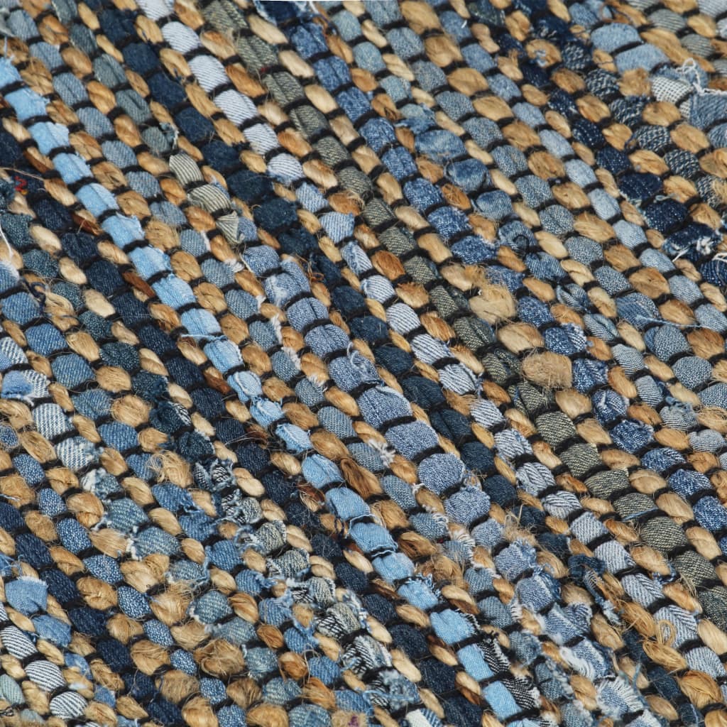 vidaXL Ръчно тъкан Chindi килим, деним, юта, 120x170 см, пъстър