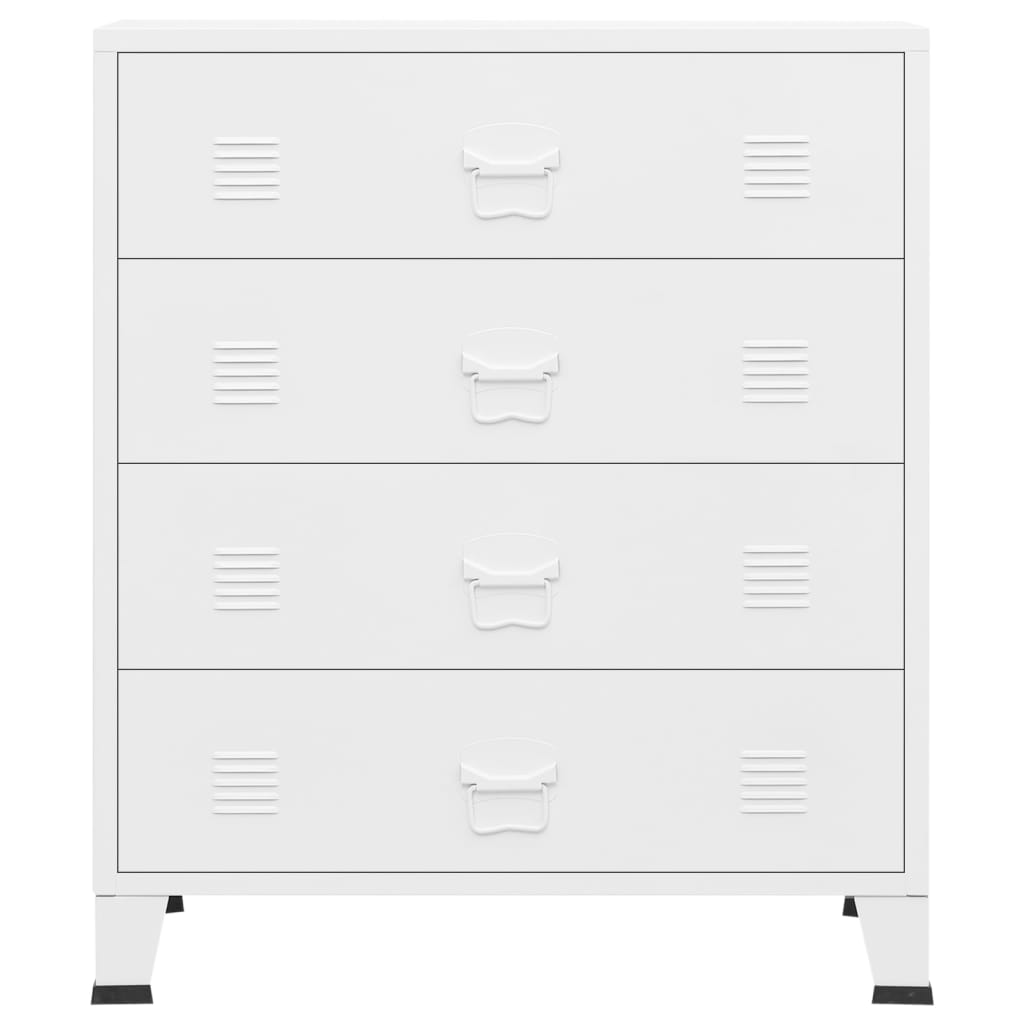 vidaXL Индустриален шкаф с чекмеджета, бял, 78x40x93 cм, метал