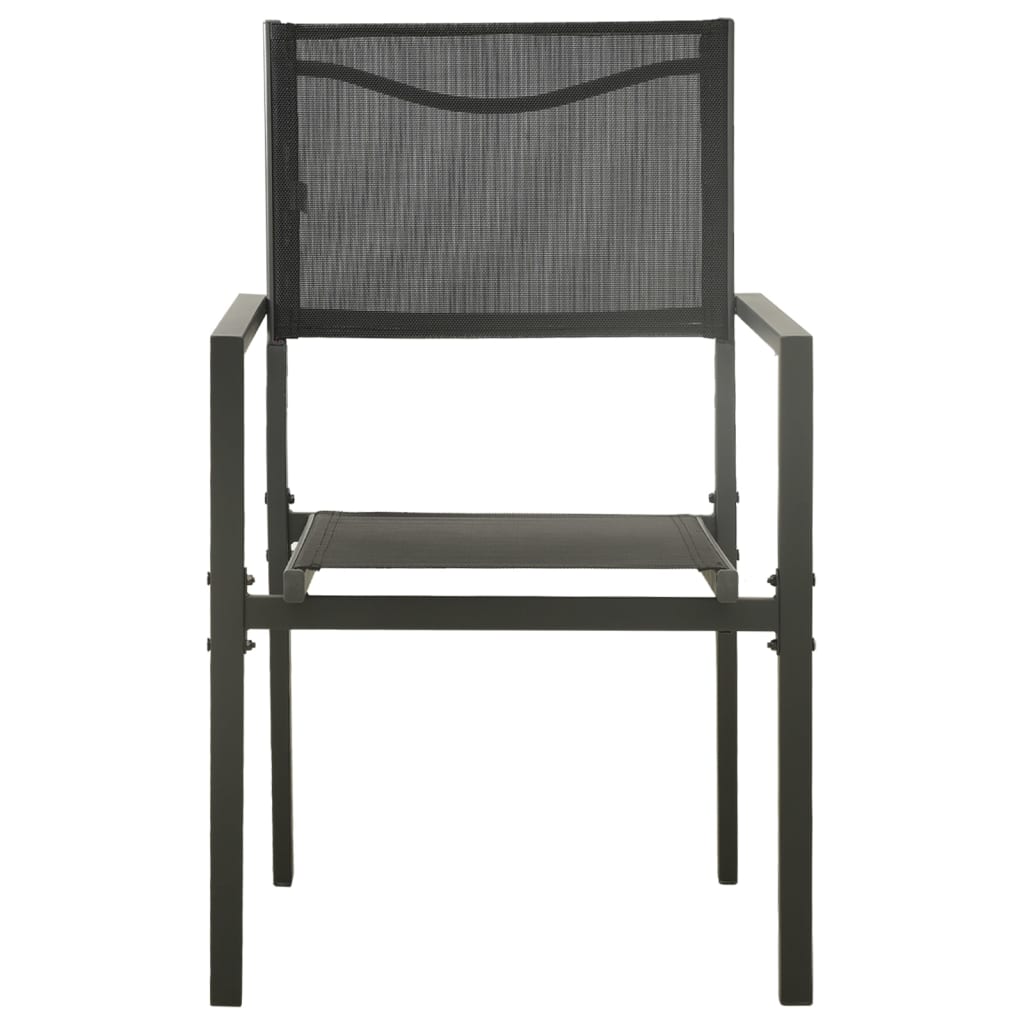 vidaXL Градински столове, 4 бр, textilene и стомана, черно и антрацит