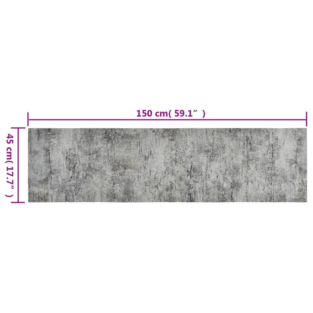 vidaXL Кухненско килимче, миещо, бетон, 45x150 см, кадифе