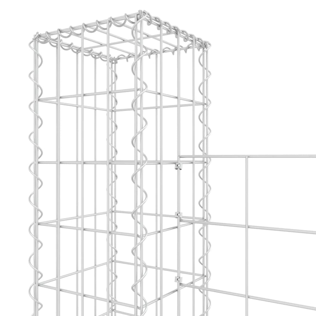vidaXL U-образна габионна кошница с 5 стълба, желязо, 500x20x150 см