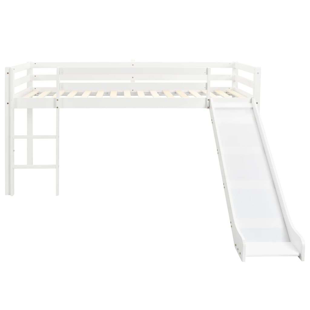 vidaXL Високо детско легло с пързалка и стълба, бор, 97х208 см