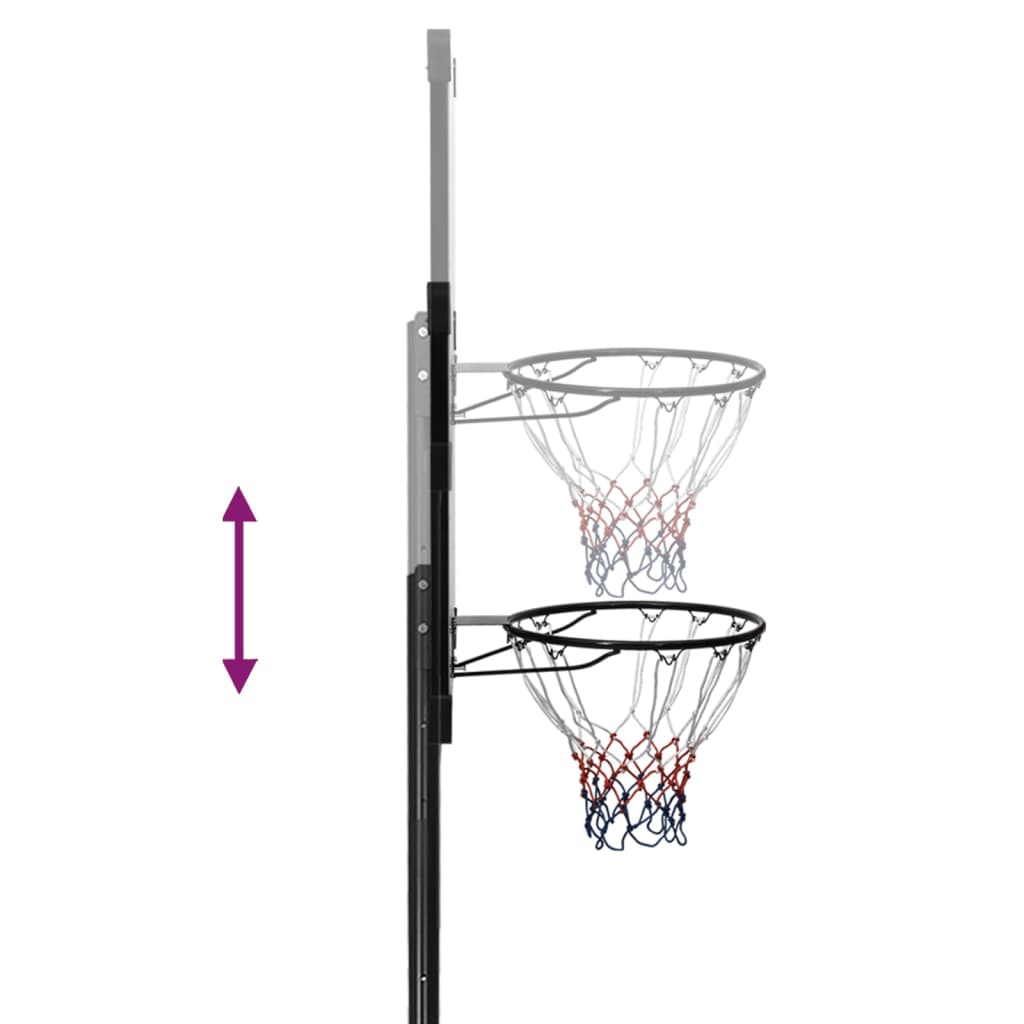 vidaXL Баскетболна стойка, прозрачна, 256-361 см, поликарбонат