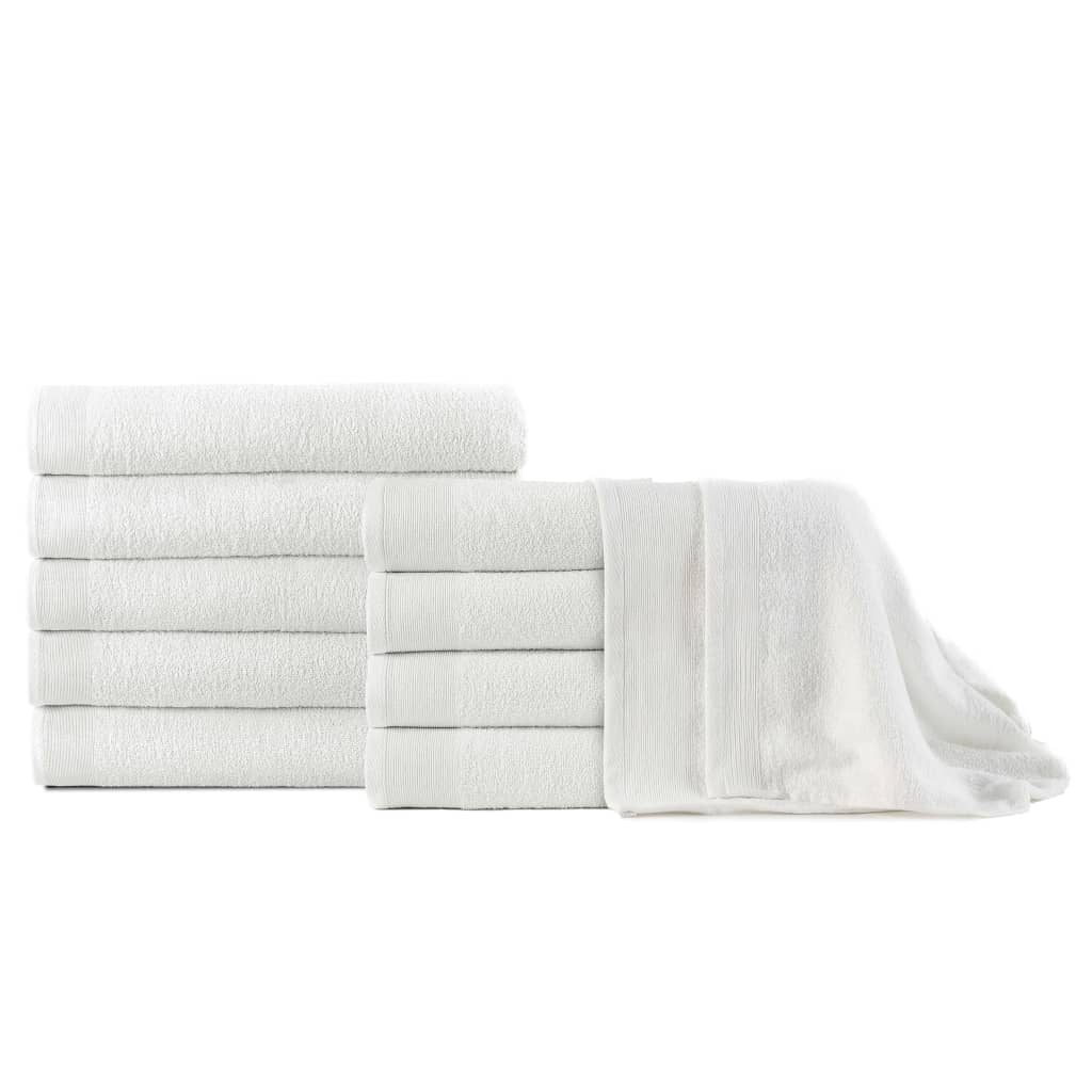 vidaXL Кърпи за баня, 10 бр, памук, 350 г/м², 100x150 см, бели