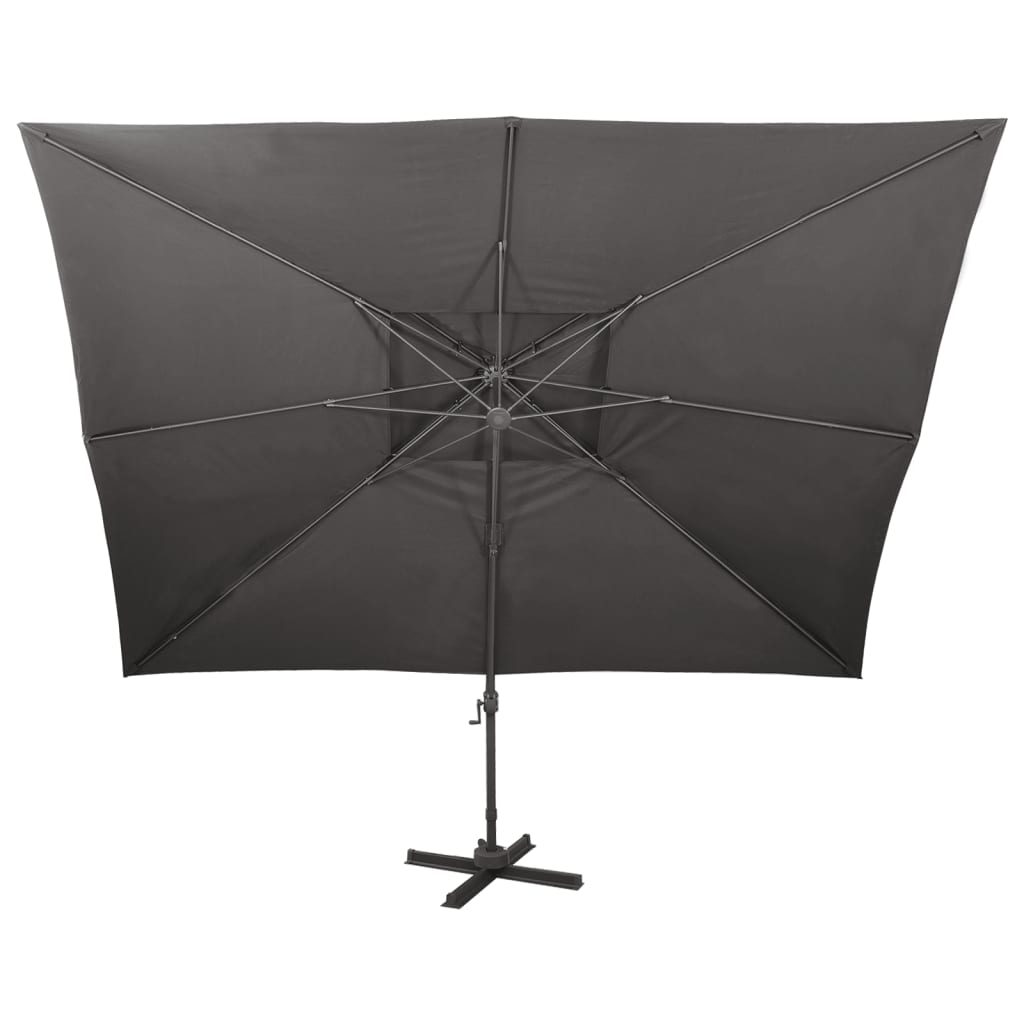 vidaXL Градински чадър чупещо рамо с двоен покрив антрацит 400x300 см