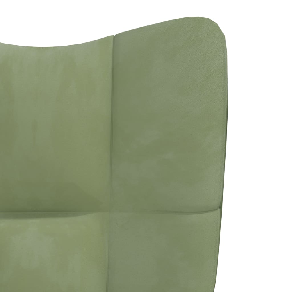 vidaXL Релакс стол с табуретка, светлозелен, кадифе