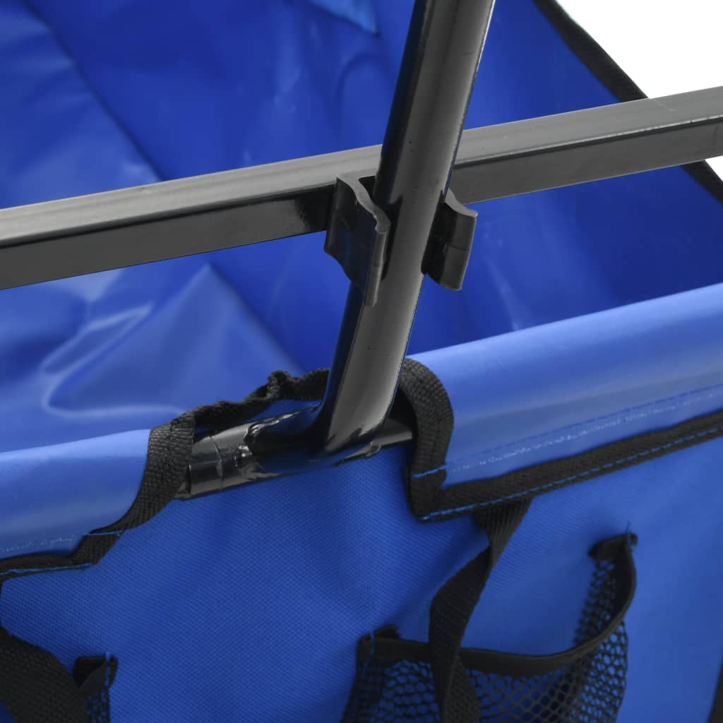 vidaXL Сгъваема ръчна количка, стомана, синя