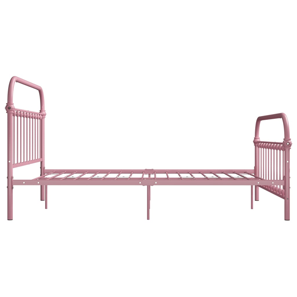 vidaXL Рамка за легло, розова, метал, 160x200 см