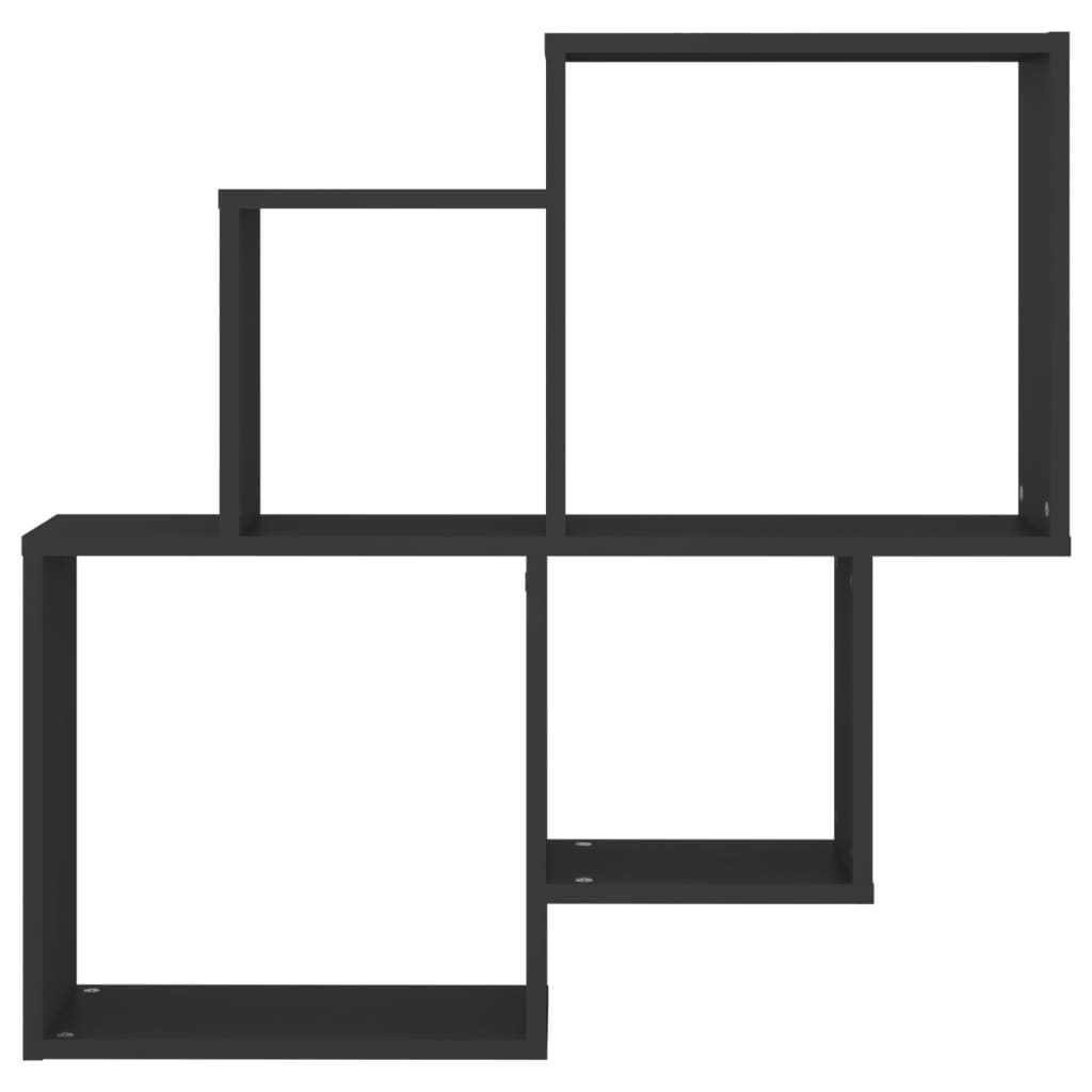 vidaXL Стенен кубичен рафт, черен, 80x15x78,5 см, ПДЧ