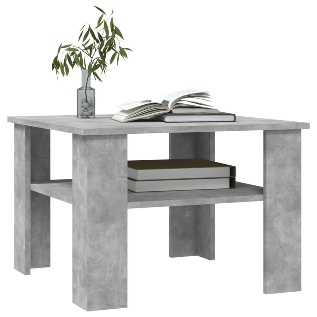 vidaXL Кафе маса, бетонно сива, 60x60x42 см, инженерно дърво