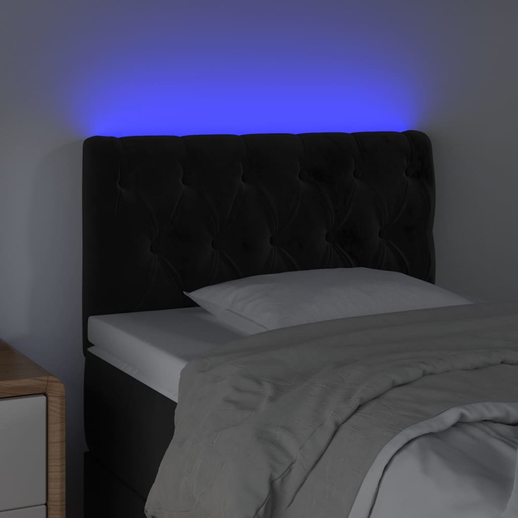 vidaXL LED Горна табла за легло, черна, 80x7x78/88 см, кадифе