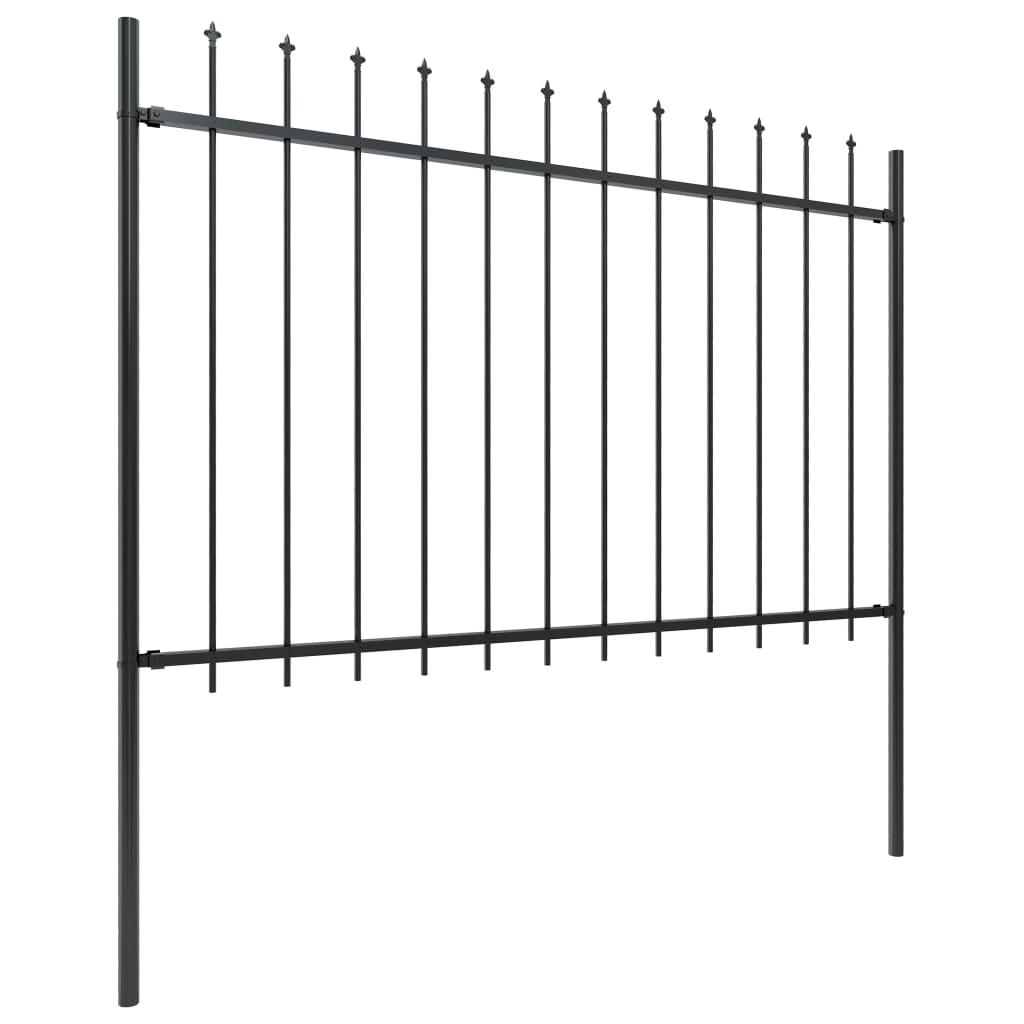 vidaXL Градинска ограда с пики, стомана, 5,1x1,2 м, черна