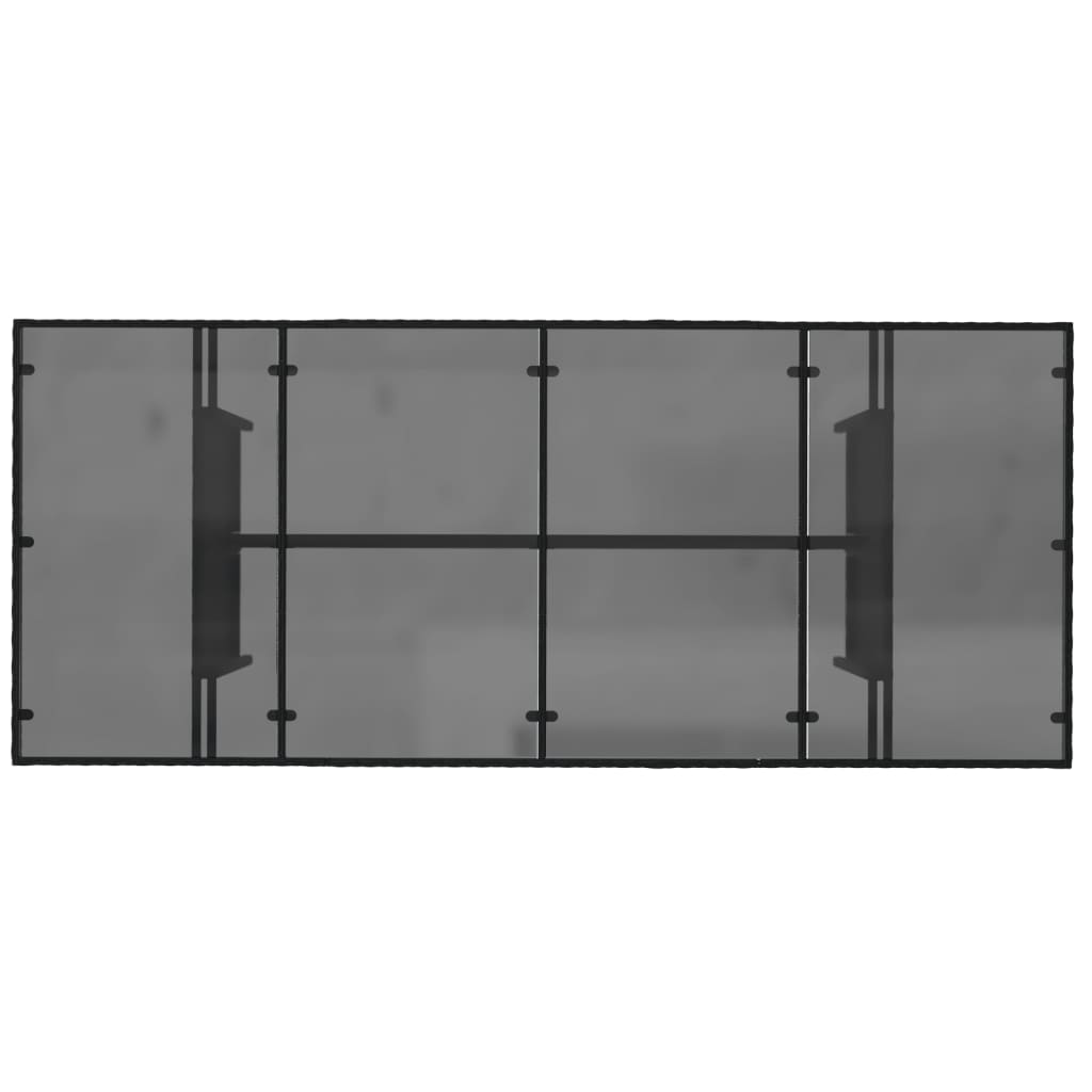 vidaXL Градинска маса със стъклен плот черен 190x80x74 см полиратан