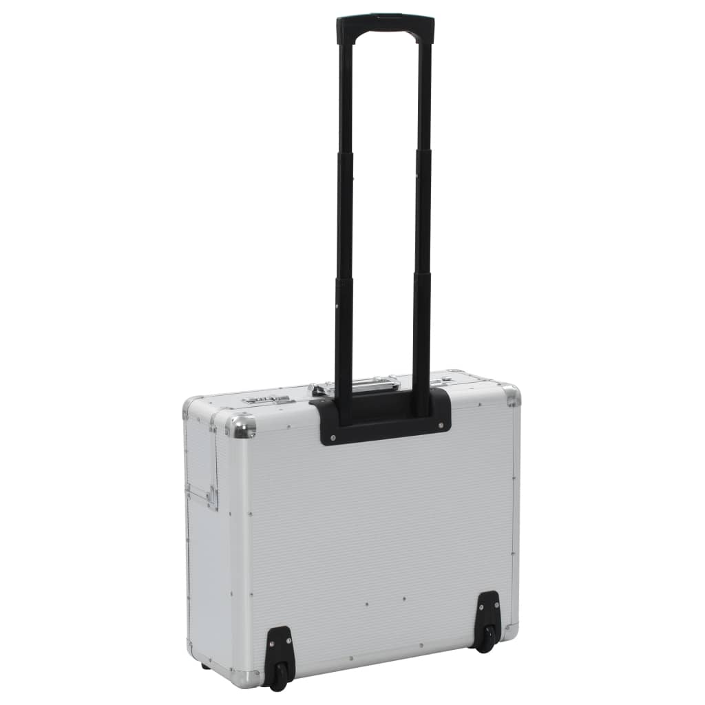 vidaXL Пилотски куфар, 54x44x21 см, сребърен, алуминий