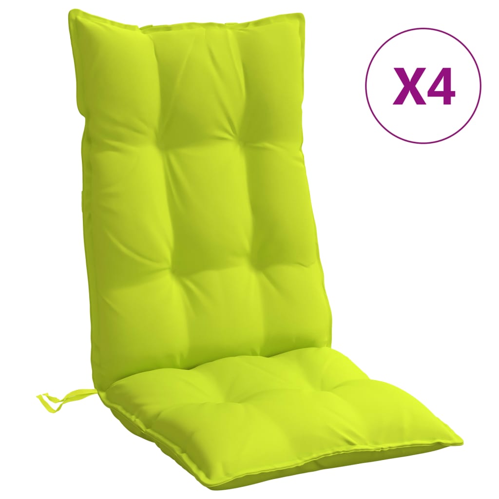 vidaXL Възглавници за столове с облегалка 4 бр яркозелени Оксфорд плат