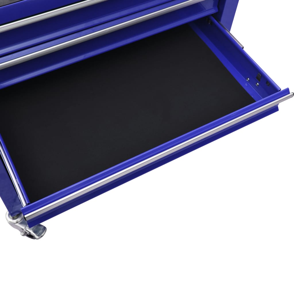 vidaXL Количка за инструменти с 4 чекмеджета, стомана, синя