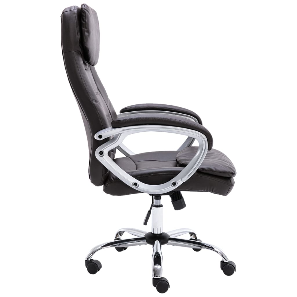 vidaXL Офис стол, кафяв, естествена кожа