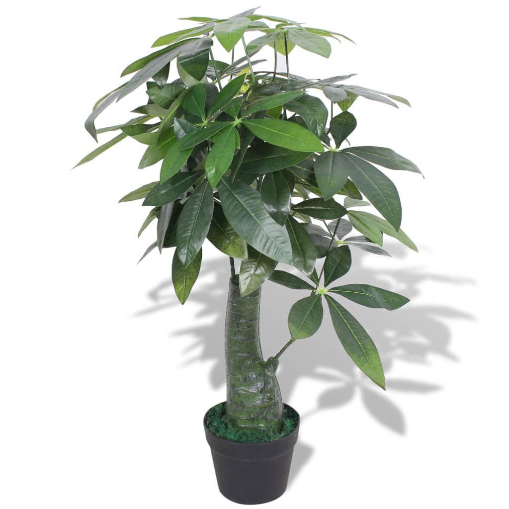 vidaXL Изкуствено растение пахира със саксия, 85 см, зелено