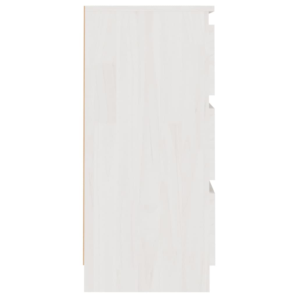 vidaXL Нощно шкафче, бяло, 40x29,5x64 см, борово дърво масив