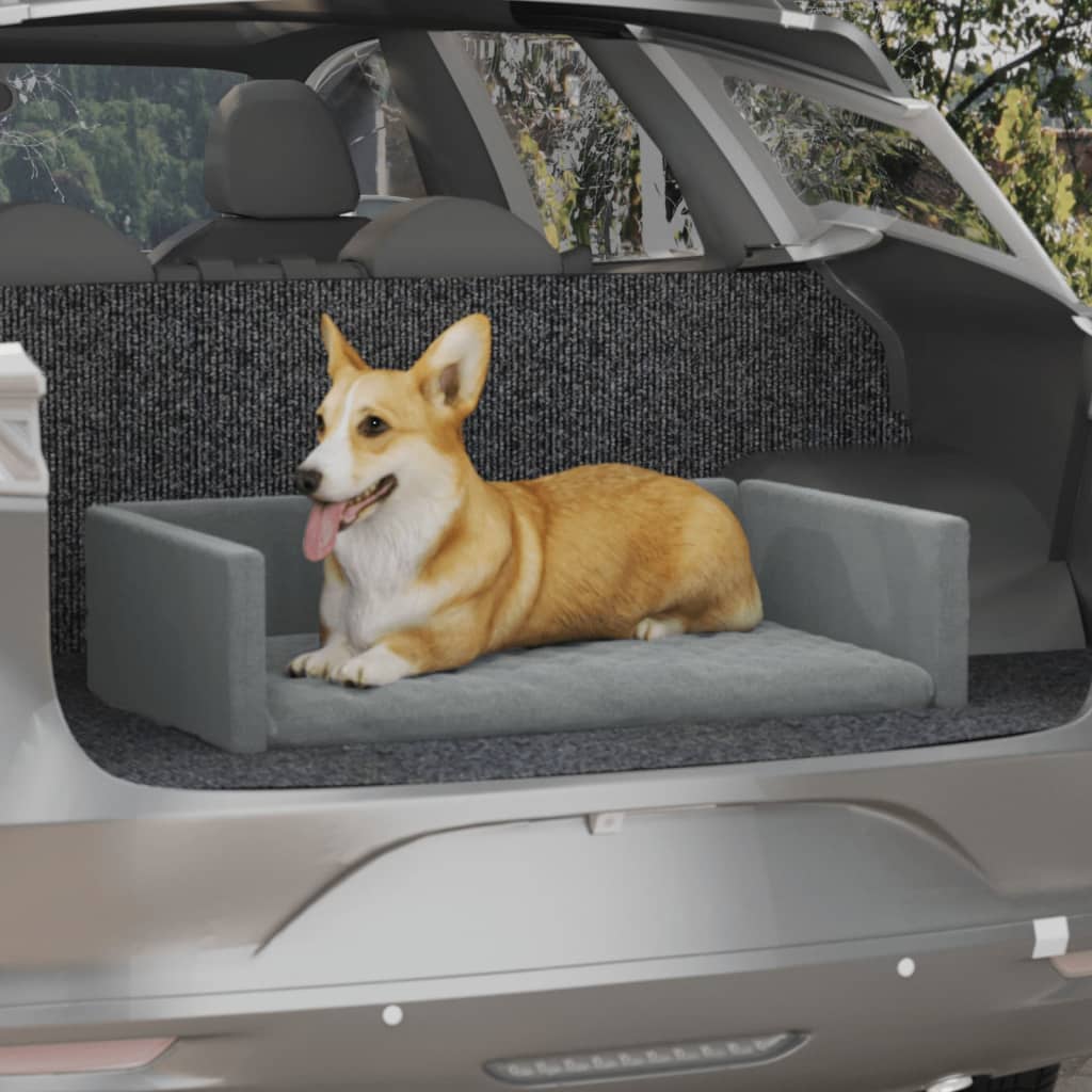 vidaXL Постелка за багажник за куче светлосива 70x45 см ленена визия