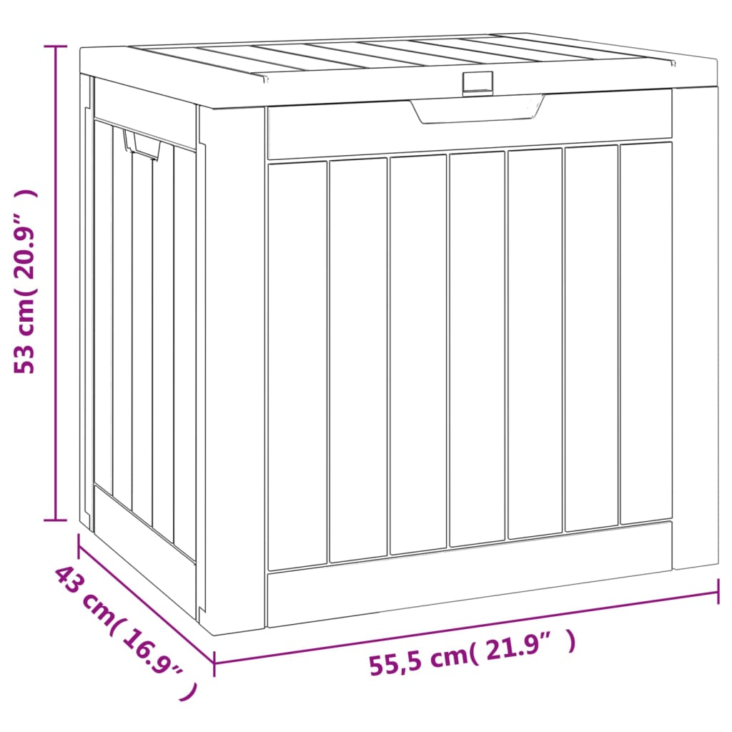 vidaXL Градинска кутия за съхранение, сива, 55,5x43x53 см полипропилен