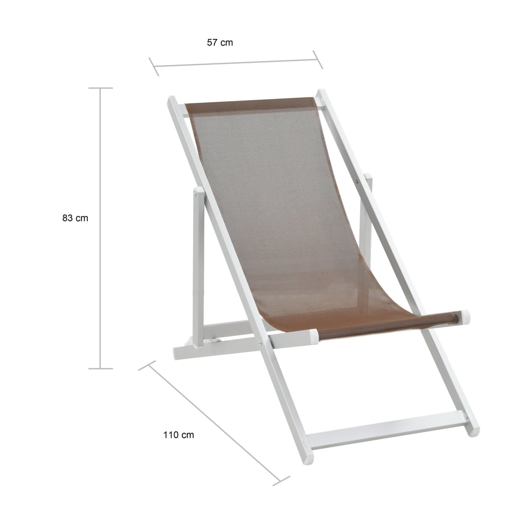 vidaXL Сгъваеми плажни столове, 2 бр, алуминий и Textilene, кафяви