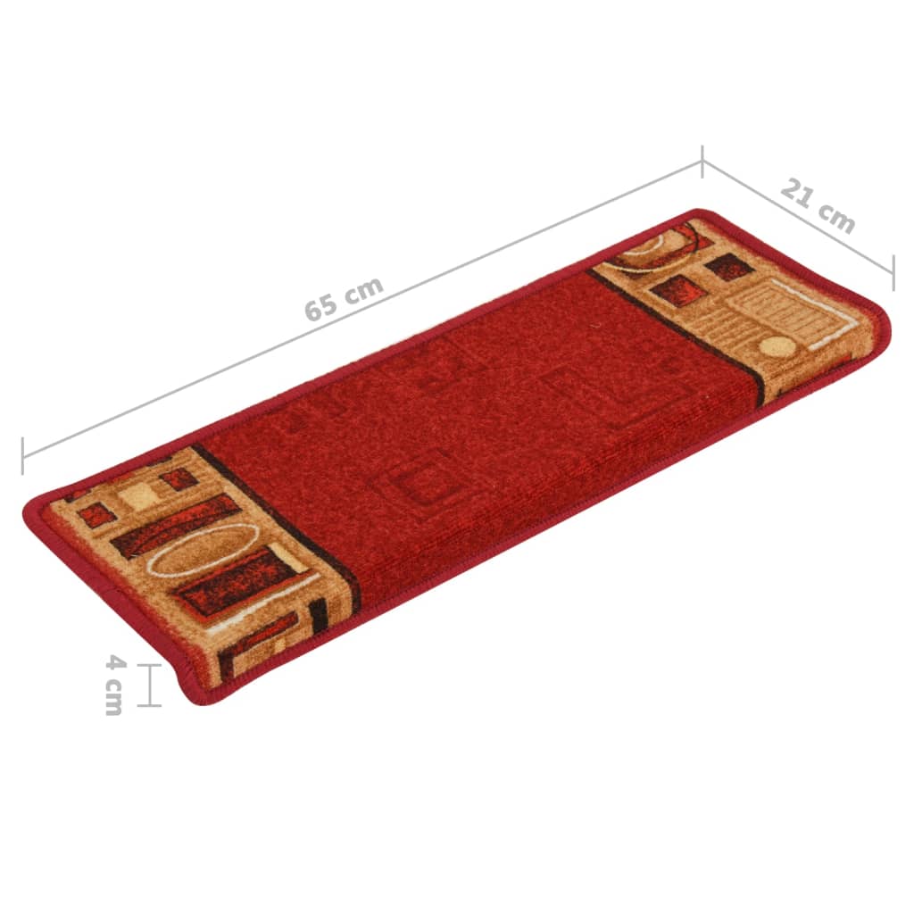 vidaXL Самозалепващи стелки за стъпала, 15 бр, 65x21x4 см, червени