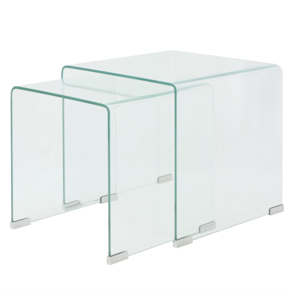 vidaXL Комплект две помощни масички, темперирано прозрачно стъкло