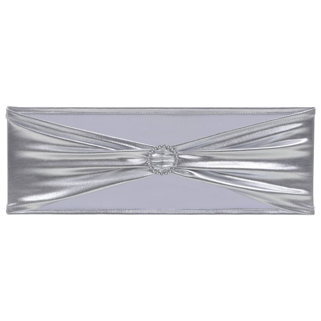 vidaXL 25 бр разтегателни ленти за стол с диамантена катарама сребрист