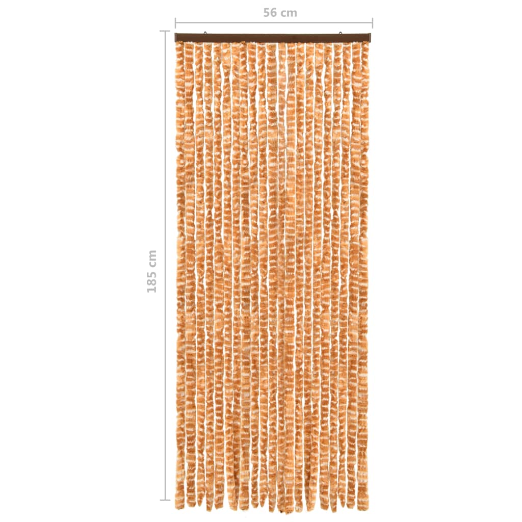vidaXL Завеса против насекоми, охра и бяло, 56x185 см, шенил