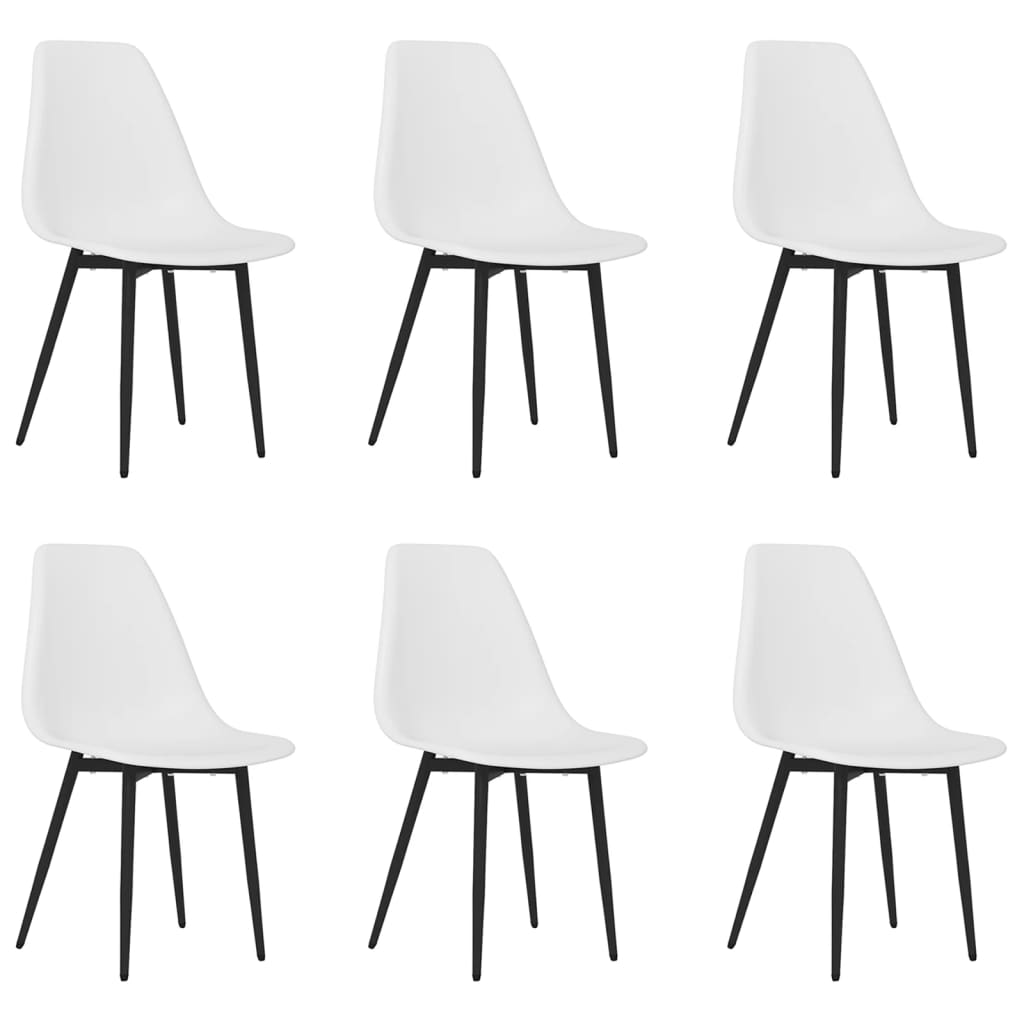 vidaXL Трапезни столове, 6 бр, бели, PP