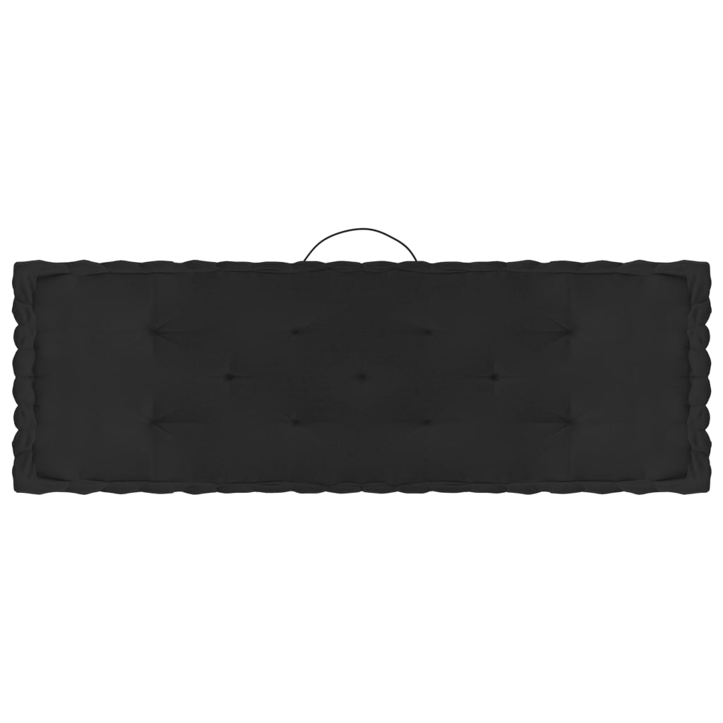 vidaXL Палетни възглавници за под, 7 бр, черни, памук