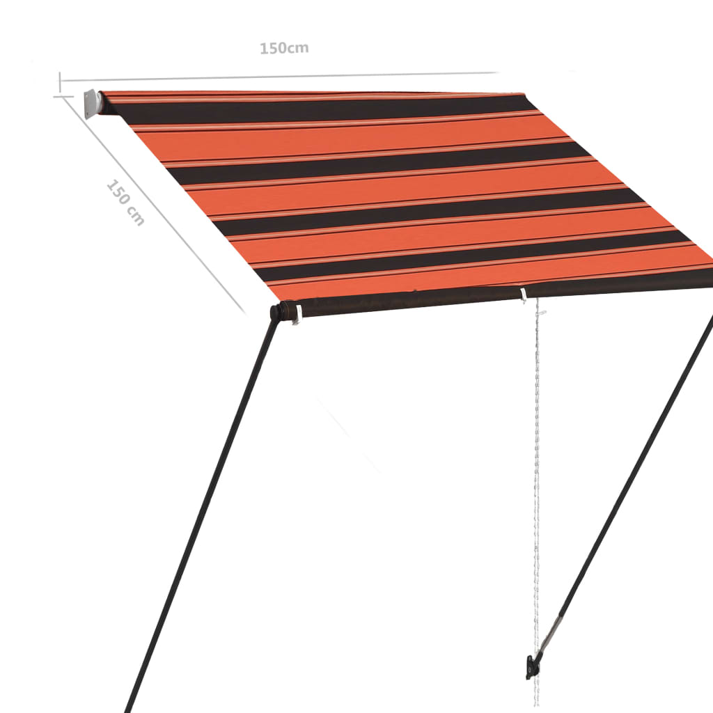 vidaXL Сенник с падащо рамо с LED, 150x150 см, оранжево и кафяво