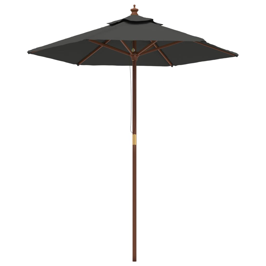 vidaXL Градински чадър с дървен прът, антрацит, 196x231 см