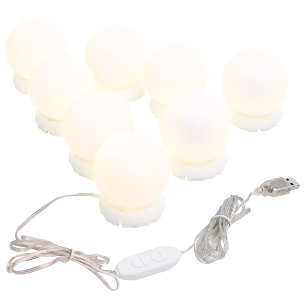 vidaXL Осветление за огледало с 8 LED лампи, топло бяло и студено бяло