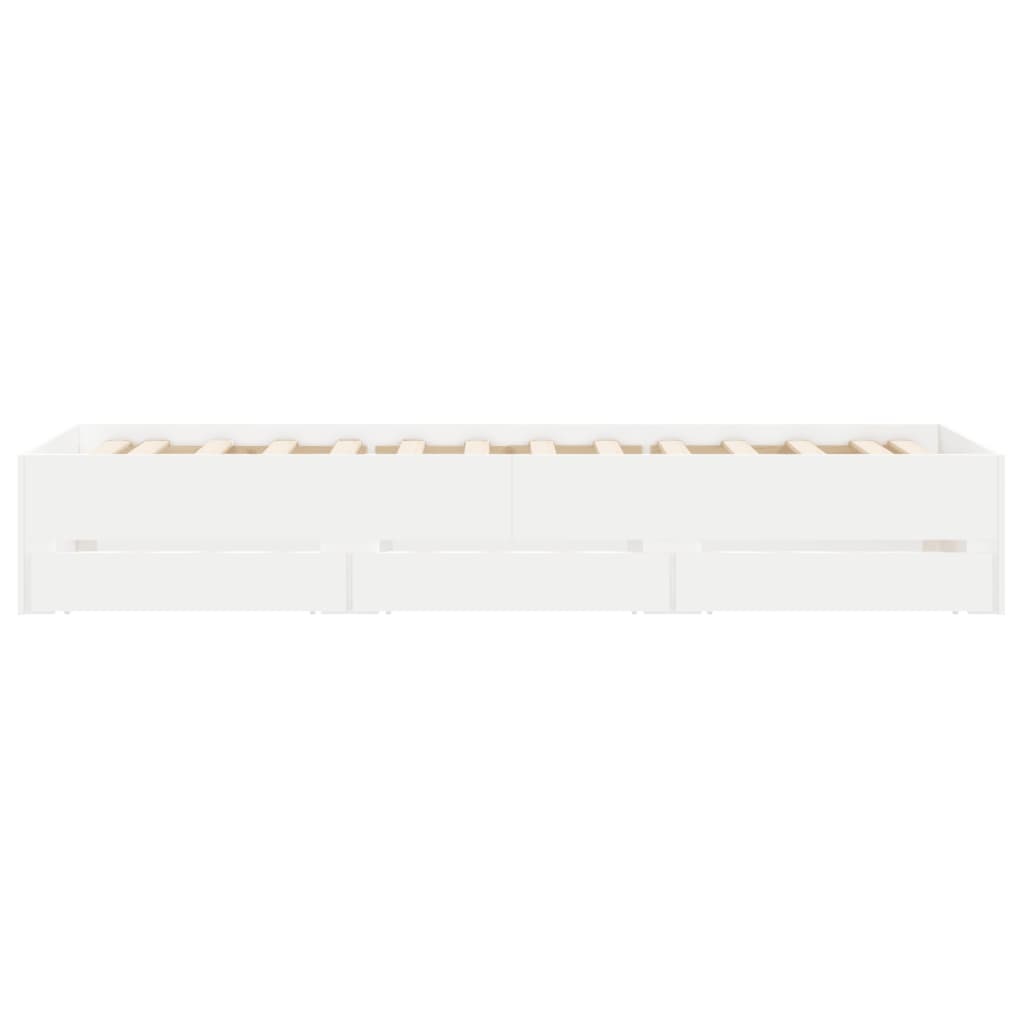 vidaXL Рамка за легло с чекмеджета, бяла, 75x190 см, инженерно дърво