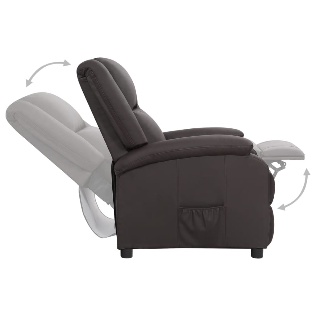 vidaXL Реклайнер стол, кафяв, естествена кожа