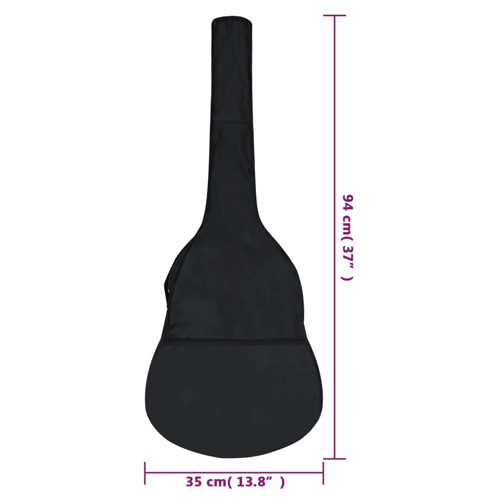 vidaXL Калъф за китара за 3/4 класическа китара черна 94x35 см плат