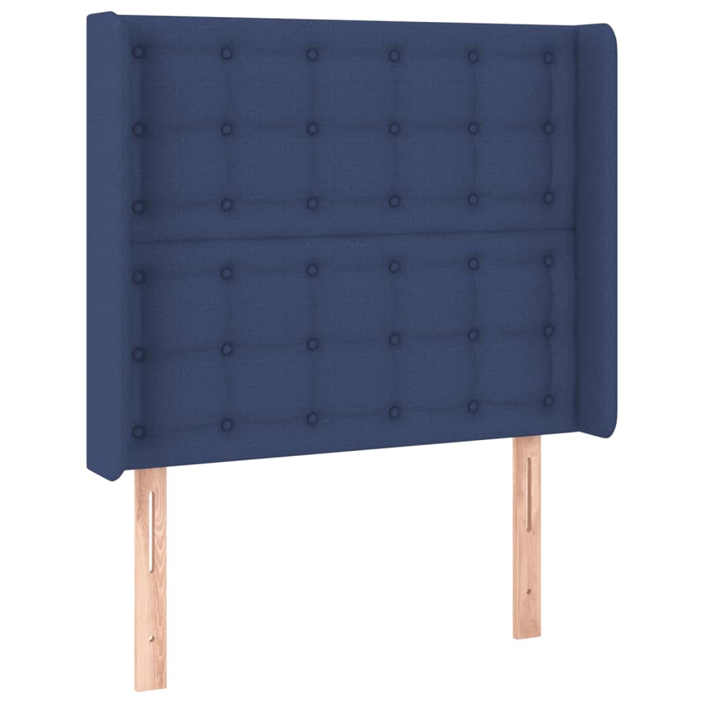 vidaXL LED горна табла за легло, синя, 83x16x118/128 см, плат