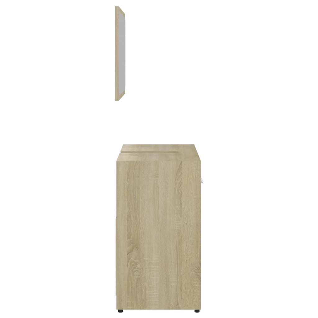 vidaXL Комплект мебели за баня, бяло и дъб сонома, инженерно дърво