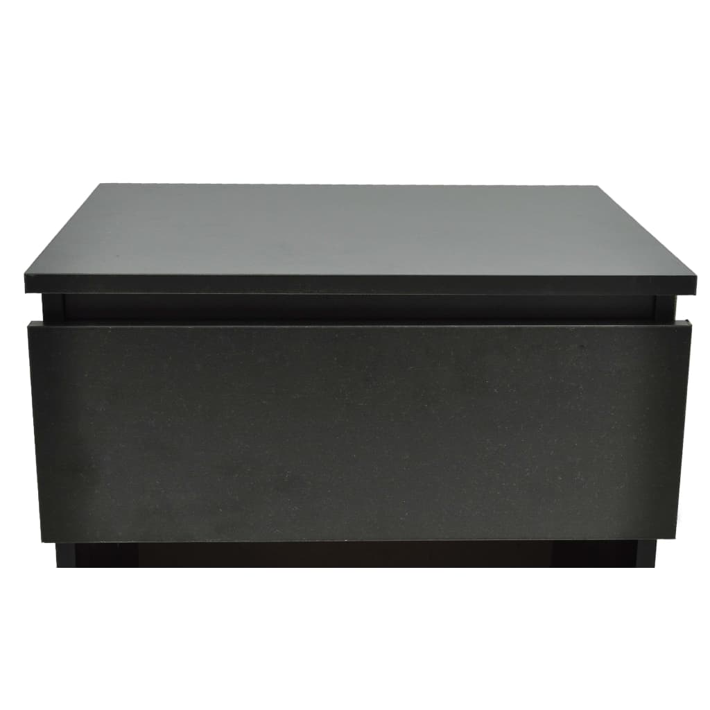 vidaXL Нощно шкафче с едно чекмедже, черно, 2 бр