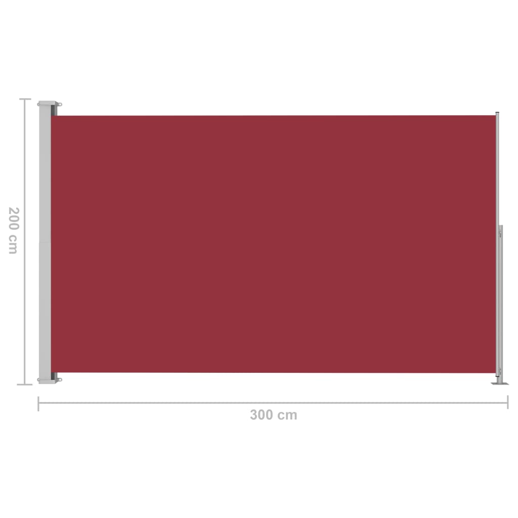 vidaXL Прибираща се дворна странична тента, 200x300 см, червена