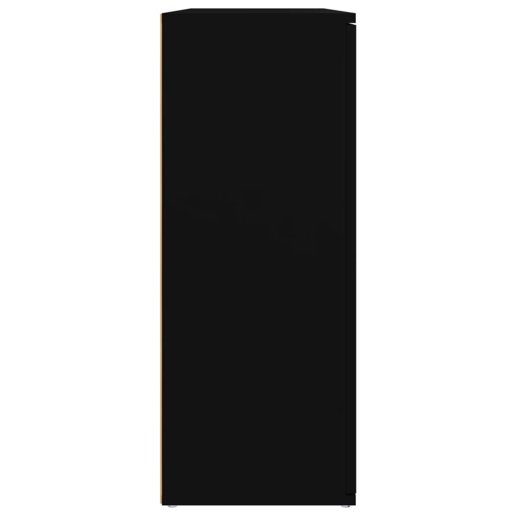 vidaXL Сайдборд, черен, 91x29,5x75 см, инженерно дърво