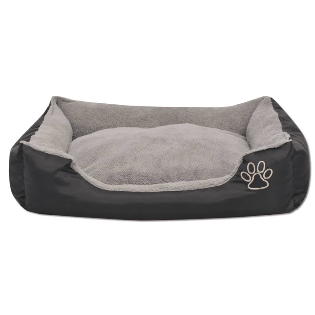 vidaXL Кучешко легло с подплатена възглавница, размер M, черно