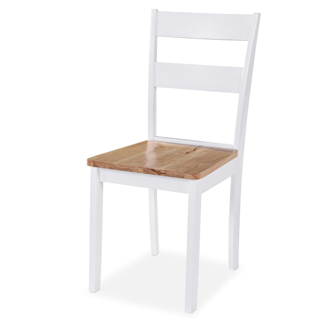 vidaXL Трапезни столове, 6 бр, бели, каучуково дърво масив
