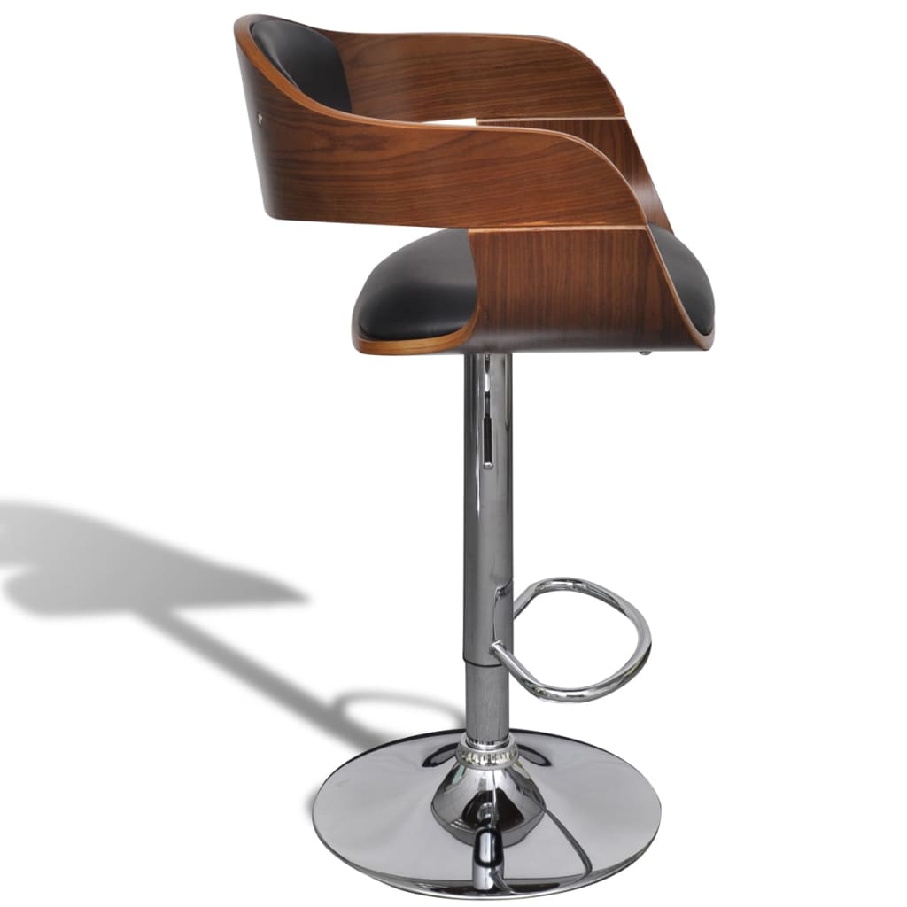 vidaXL Бар стол, извито дърво и изкуствена кожа