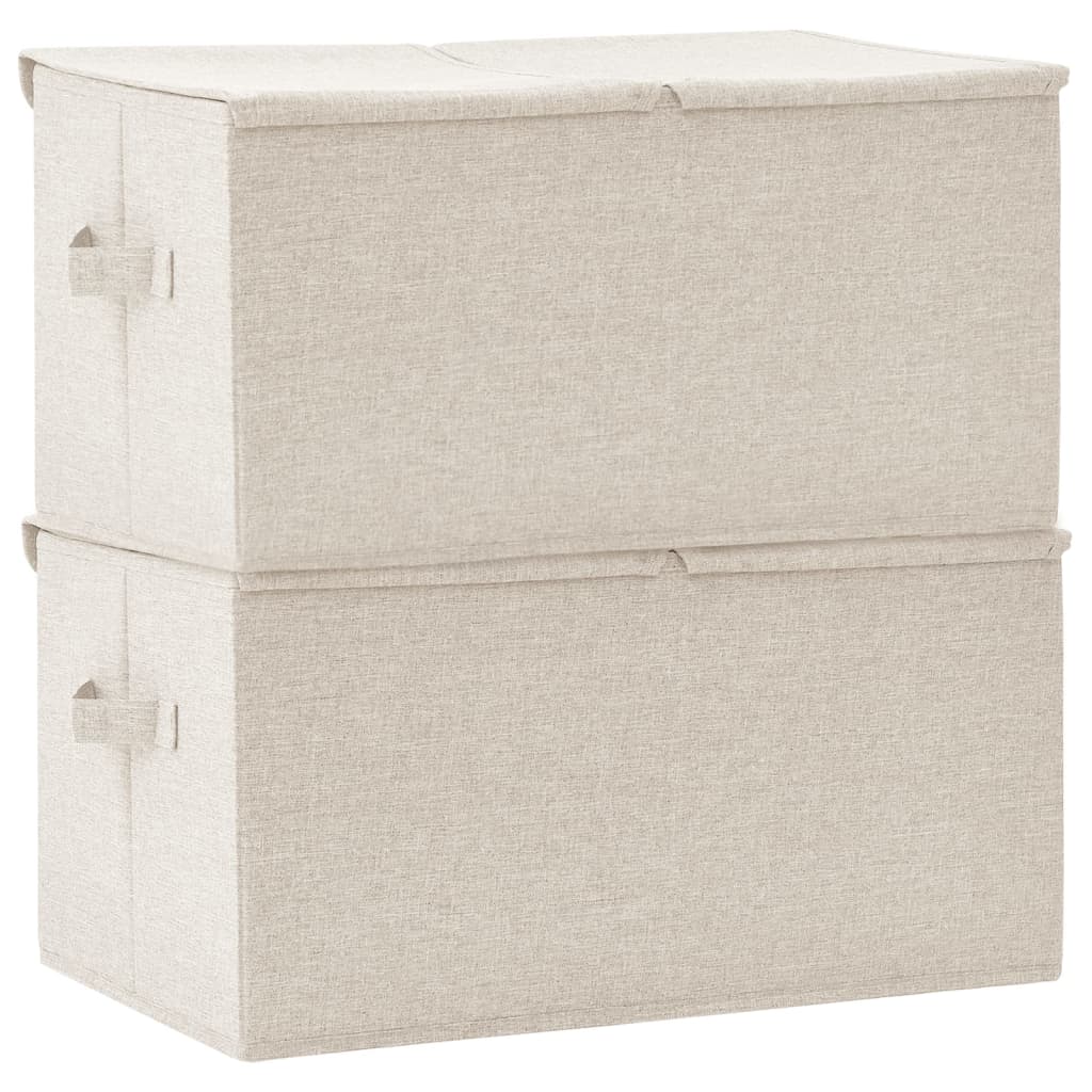 vidaXL Кутии за съхранение, 2 бр, текстил, 50x30x25 см, кремави